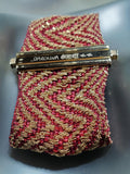 18K Yellow Gold, Red Cotton Weave Bracelet