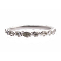 Sterling Silver White Sapphire Scattered Marquis Stack Ring