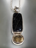 Sterling Silver With Black Rutilated Quartz & Onyx