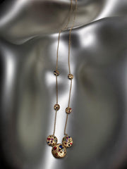 18K Gold Rainbow Sapphire Discs Necklace