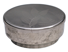 4" Hammered Pewter Box with Etched Lid