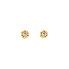 Beaded Studs - 10k Gold, CZ