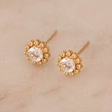 Beaded Studs - 10k Gold, CZ