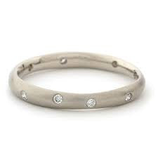 14K White Gold Diamond Wide Wonky Band