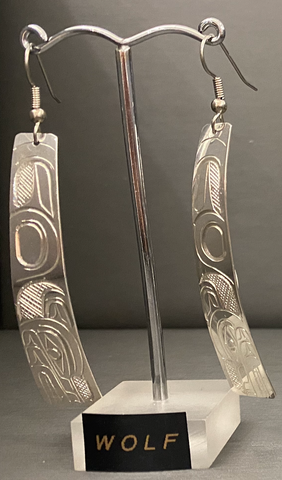 Sterling Silver Totem Earrings - Wolf