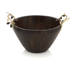 Olive Branch Gold Wood Serving Bowl