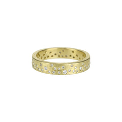 18K Gold White Brilliant Cut Diamonds Organic Pattern Ring