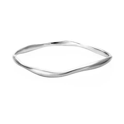 Sterling Silver Narrow Wave Bangle Large