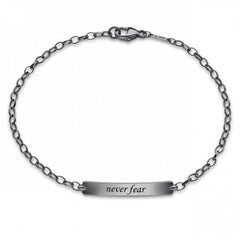 Sterling Silver Black Rhodium Plated "Never Fear" Petite ID Bracelet