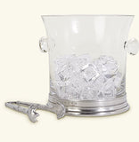 Crystal Ice Bucket w/Handles and Tongs Set