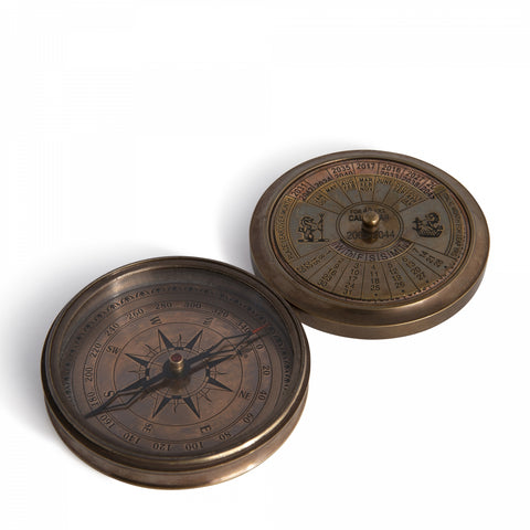 40-Year Calendar Compass, Brass