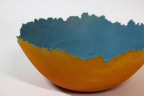 Medium Sculpted Orange Glass Bowl