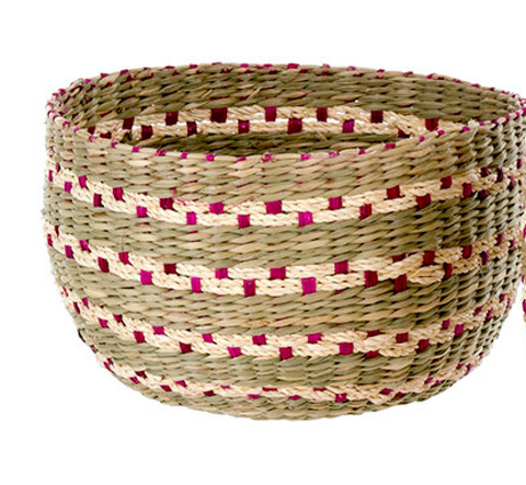 Villa Seagrass Basket, Small Pink