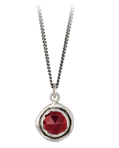 Garnet Sterling Silver Faceted Stone Necklace