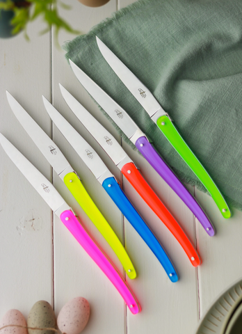 Multicoloured Neon Acrylic Glass Table Knives, Set of 6
