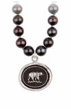 Pyrrha | "Mother Bear" Knotted Freshwater Necklace - Peacock Black, Sterling Silver
