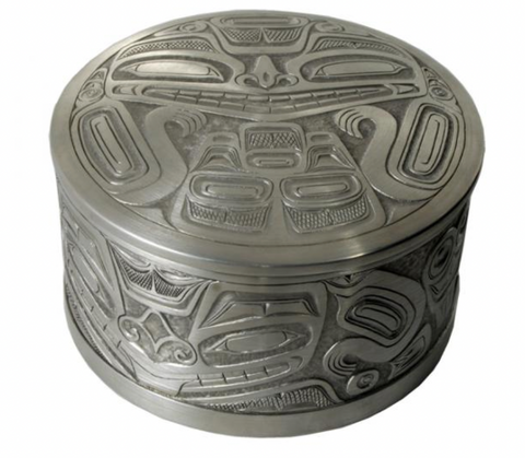 Panabo | Pewter Box - Round Bear Mask Medium