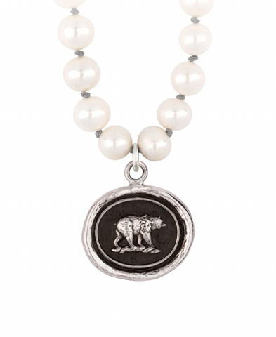 Pyrrha | "Mother Bear" Knotted Freshwater Necklace - Ivory, Sterling Silver