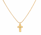 Satya | Centered in Faith Cross Emerald Gold Necklace