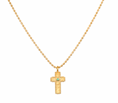 Satya | Centered in Faith Cross Emerald Gold Necklace