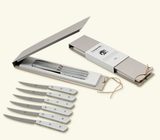 Match | Berti, Compendio Steak Knifes, set of 6, Polished Blade -Ice Lucite