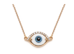 Lacrima - 14K Gold Diamond, Glass & Resin Eye Necklace