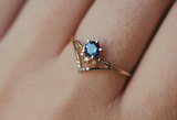 Moon Tear - 14K Gold Sapphire & Diamond Ring
