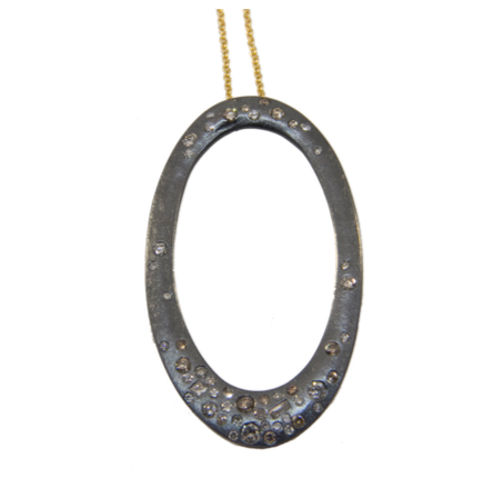 18K & 14K Yellow Gold, Sterling Silver, White & Brown Brilliant Cut Diamonds Necklace