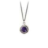 Amethyst Sterling Silver Faceted Stone Necklace