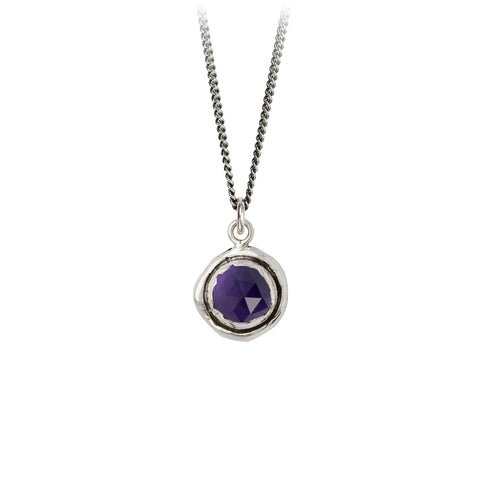 Amethyst Sterling Silver Faceted Stone Necklace