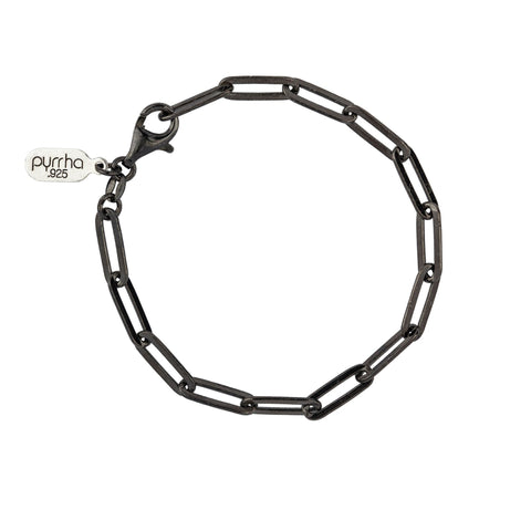 Paperclip Chain Bracelet - Black Sterling Silver