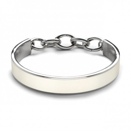 Sterling Silver White Resin Bangle with Chain Hinge