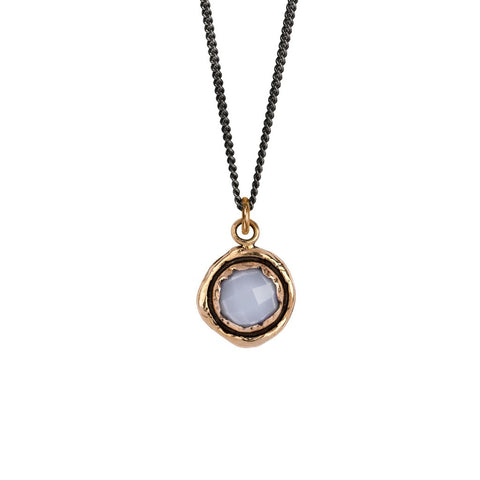 Chalcedony Faceted Stone Necklace - Bronze