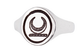Sterling Silver Crescent Moon Oval Signet Ring