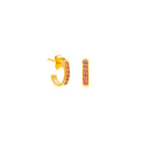 Demi Hoops - Gold Plate & Pink Sapphire