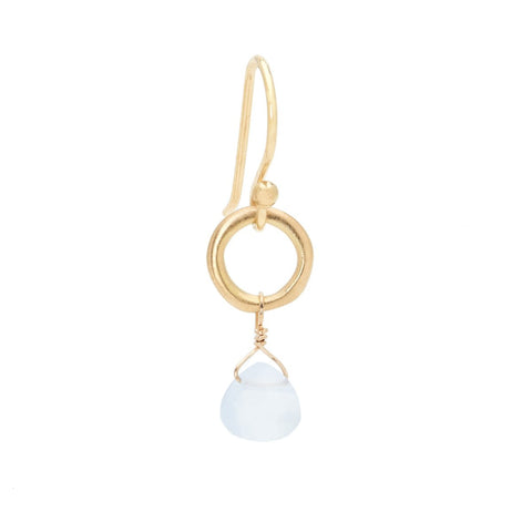 Heart Gemstone Briolette Earrings - Light Blue Chalcedony