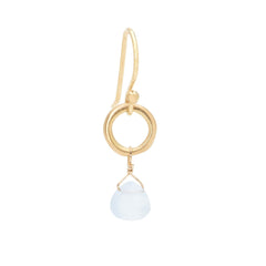 Heart Gemstone Briolette Earrings - Light Blue Chalcedony