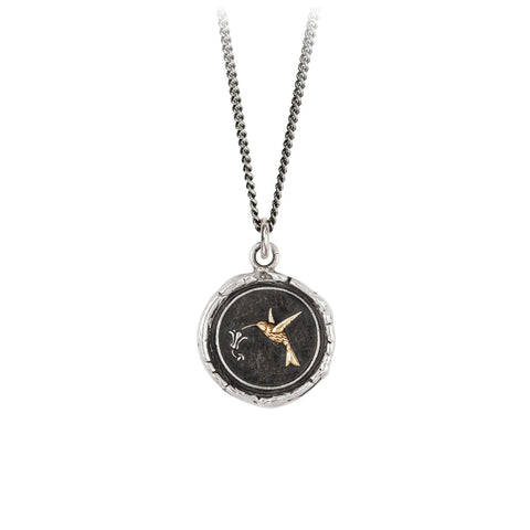 Hummingbird 14K Gold on Sterling Silver Talisman Necklace