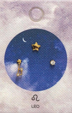 Gold Plate CZ Leo Zodiac Earrings