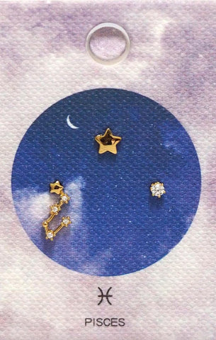 Gold Plate CZ Pisces Zodiac Earrings