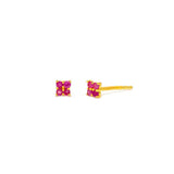 Quaditta - Gold Plate Pink Sapphire Stud Earrings