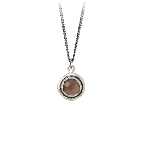 Smoky Quartz Sterling Silver Faceted Stone Necklace