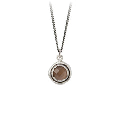 Smoky Quartz Sterling Silver Faceted Stone Necklace