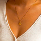 Stellar Coin Necklace - Gold Plate, CZ