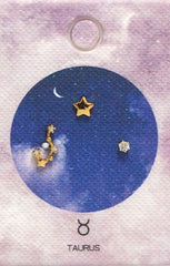 Gold Plate CZ Taurus Zodiac Earrings
