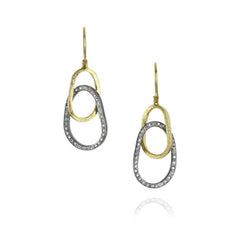 18K Gold & Sterling Silver White Brilliant Cut Diamond Earrings