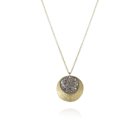 18K Gold & Sterling Silver White & Autumn Brilliant Cut Diamonds Necklace