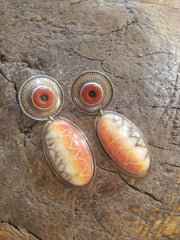 Sterling Silver, Apple Coral Jasper Earrings