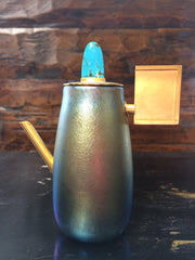 Sterling Silver With 24K Gold Plating, Turquoise, Multi Color Iridescent Vessel