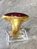 Gurhan | 24K Gold Hand Hammered & Pink Tourmaline Cabachon Marquis Ring